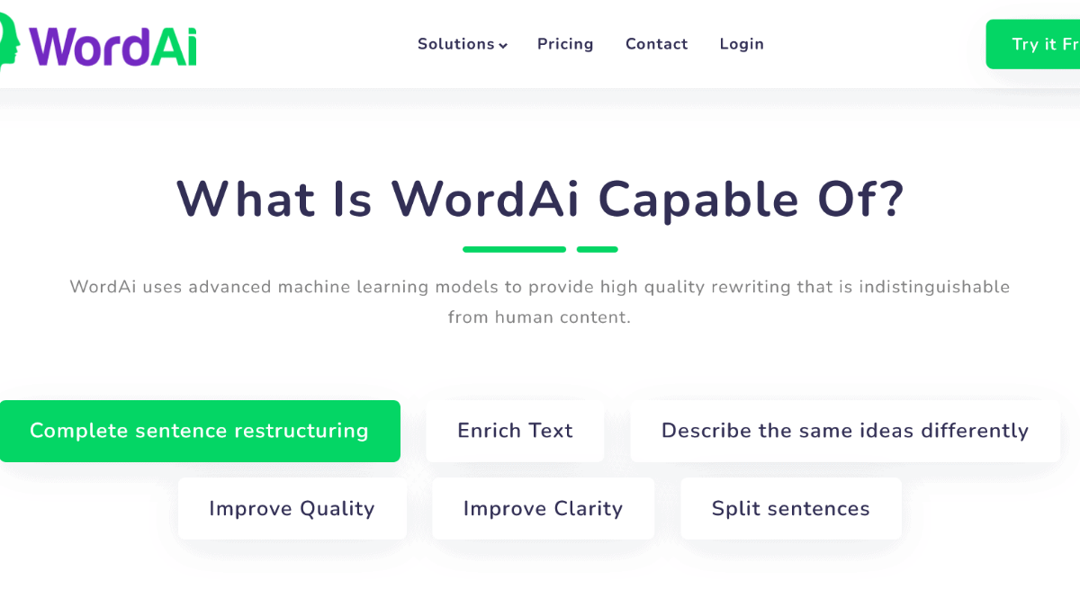 WordAI is a powerful tool that can help you generate scale-quality content.