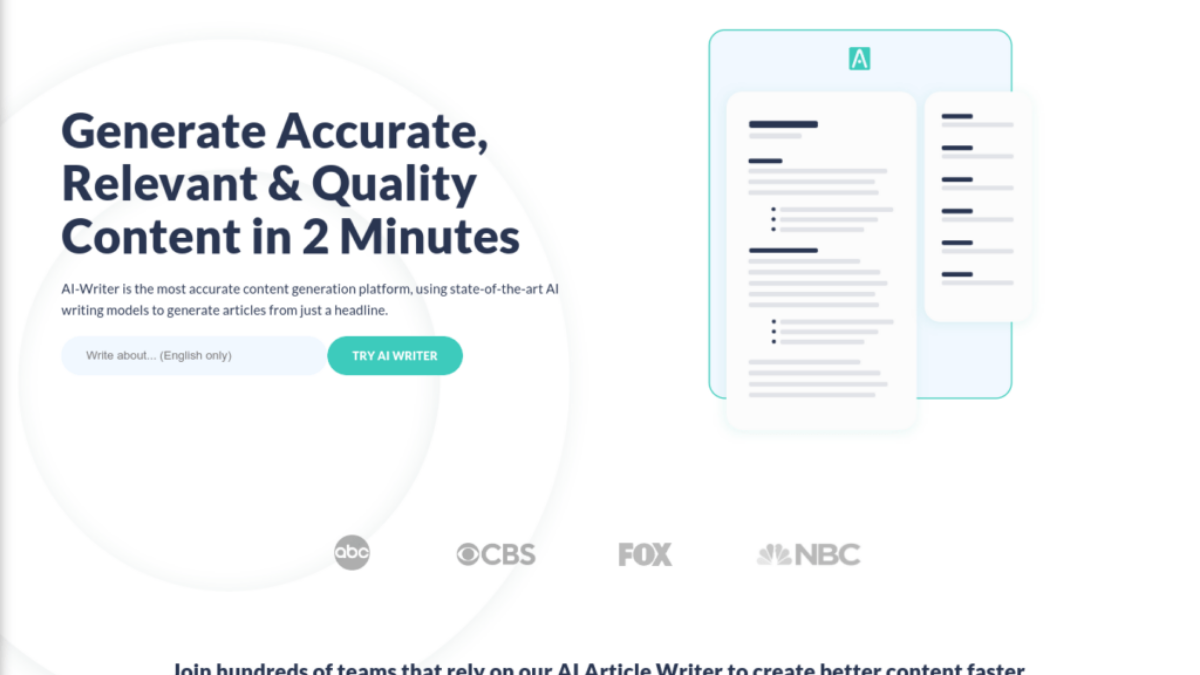 Accurate Content Generation Tool AI-Writer with state-of-the-art 