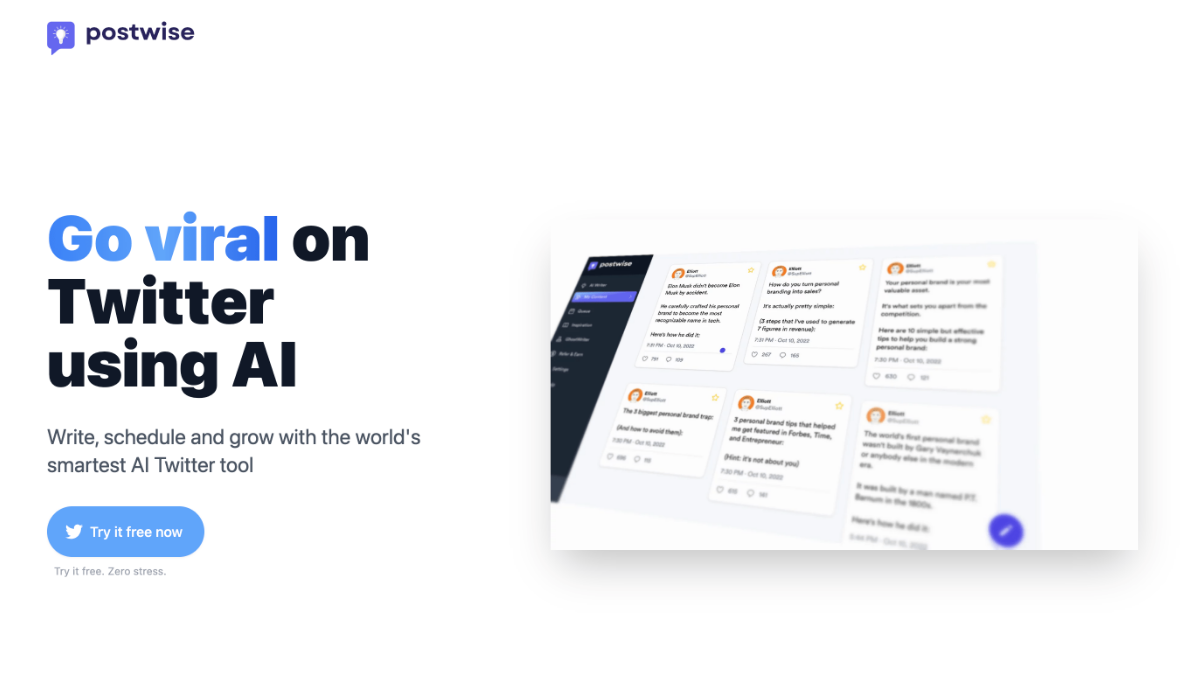 Management Tool Postwise Write, Schedule, and Grow on Twitter
