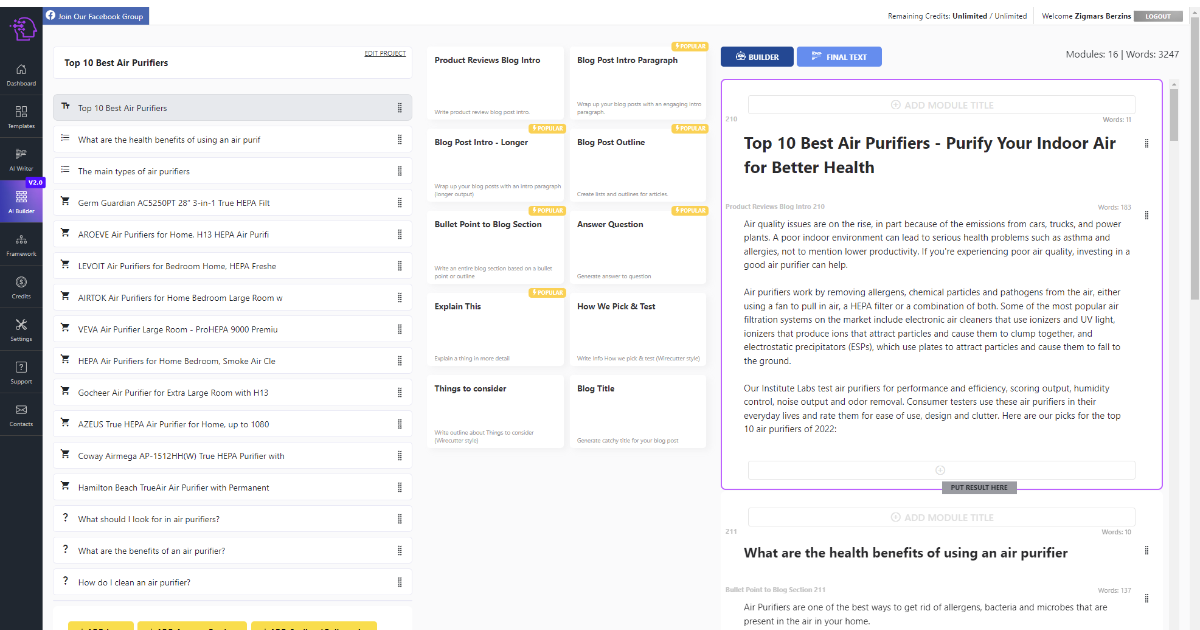 You can use Textbuilder to write more effectively.