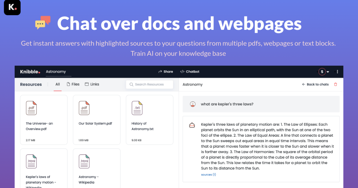 Knibble offers API developers.