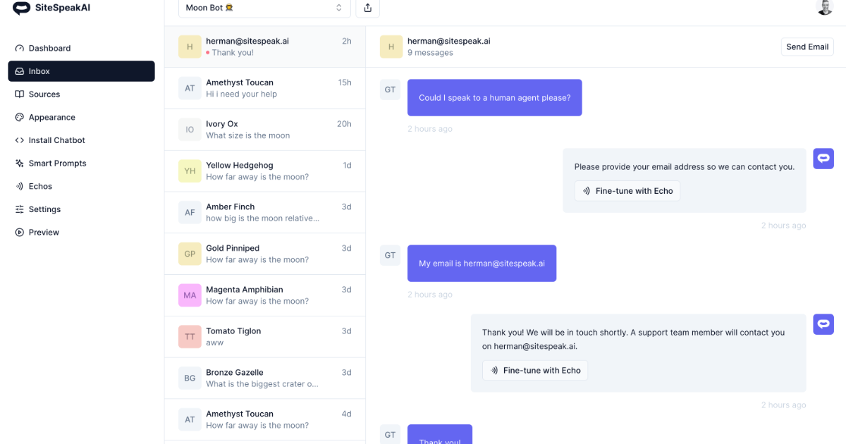 SiteSpeakAI allow it to understand and respond to human language as well as possible.